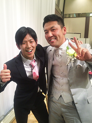 同僚の新郎とパシャリ 同僚の新郎とパシャリ