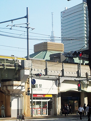 両国国技館とスカイツリー 両国国技館とスカイツリー